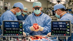 Bright Operating Room Scene for Normoxic vs Hyperoxic CABG Reperfusion
