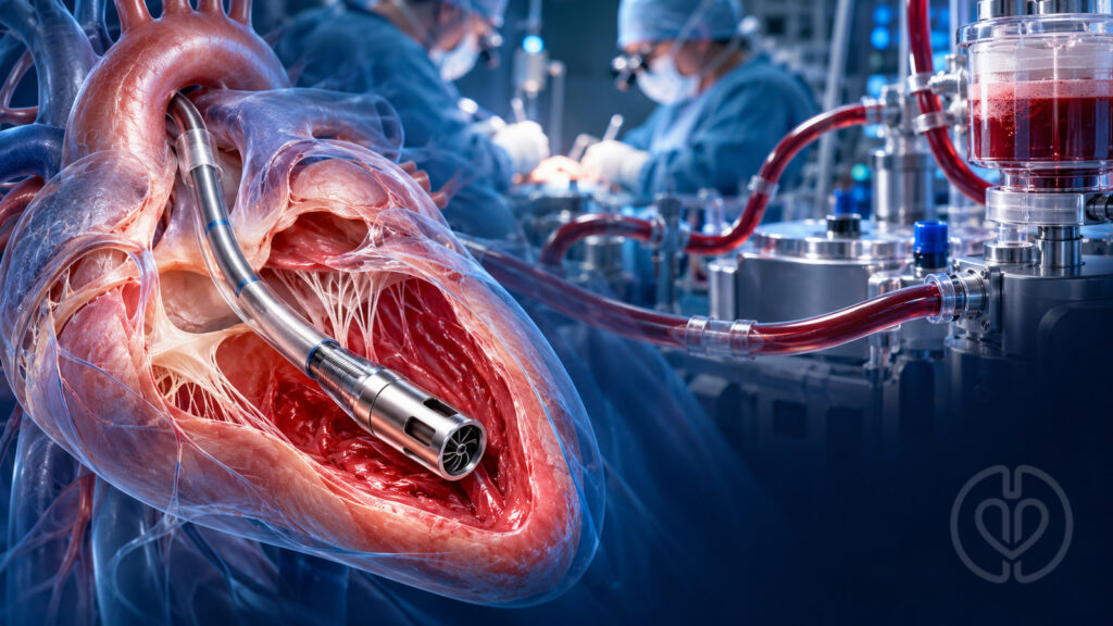 Conceptual illustration of planned Impella 5.5 support and cardiopulmonary bypass during high-risk cardiac surgery