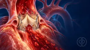 Editorial illustration of a transcatheter aortic valve for the TOTO-TAVI study