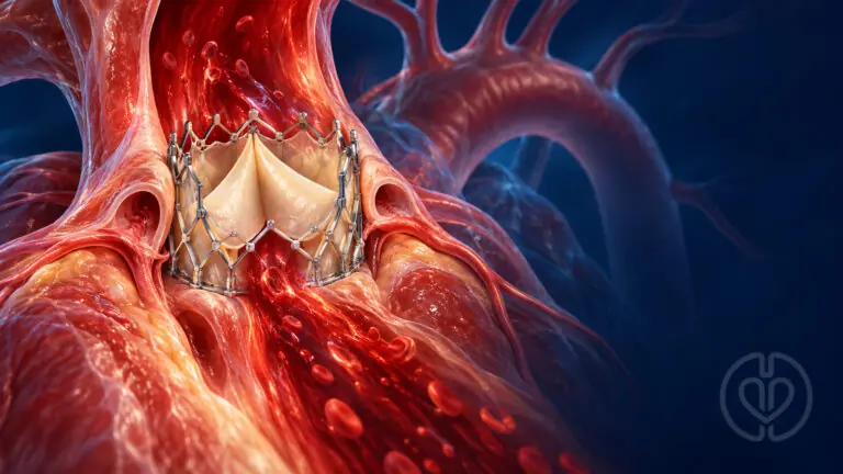 Editorial illustration of a transcatheter aortic valve for the TOTO-TAVI study