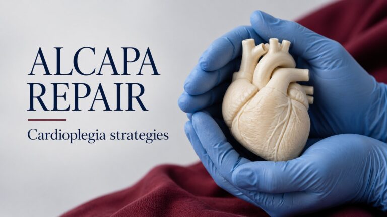 Conceptual illustration of gloved hands protecting a heart teaching model