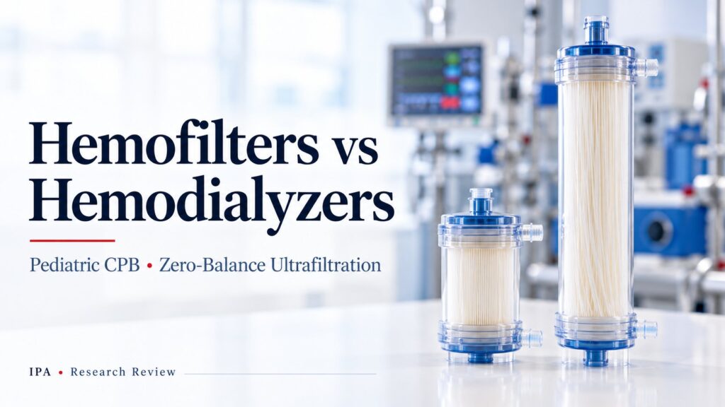 Conceptual illustration of hollow-fiber filtration cartridges for a pediatric CPB research review.